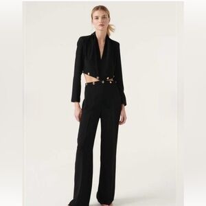 ba&sh Black Cutout Long-Sleeve Jumpsuit with Gold Buttons